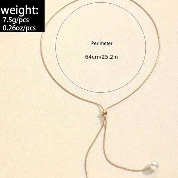 Necklace Pearl Dainty Y Slide Simple Minimalist Stylish Classy Trendy delicate - Picture 5 of 5